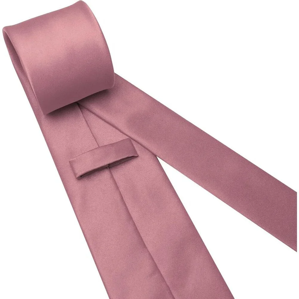 Men's Dusty Rose Solid Pure Color Imported Polyester Formal Neck Ties